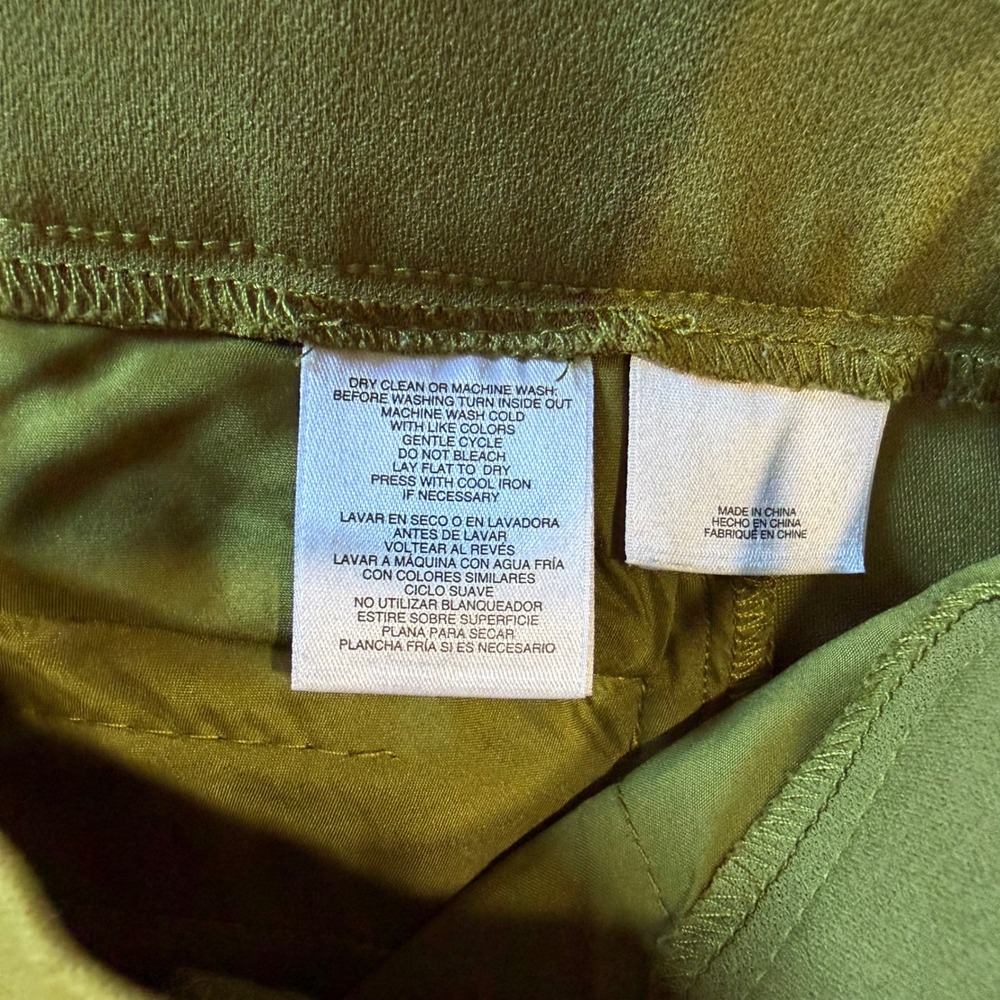 Anne Klein AK Olive Green Ankle Trousers Womens Medium Pull On Career Pants - Picture 3 of 8
